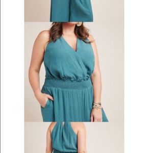 Anthropologie Bionda Plisse Green Jumpsuit
